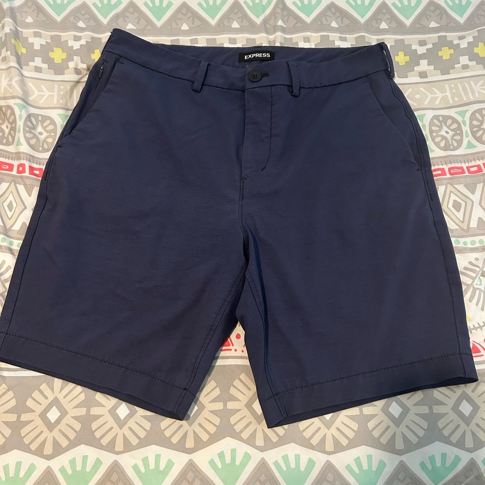 Express Men's Deep Blue Flat Front Shorts